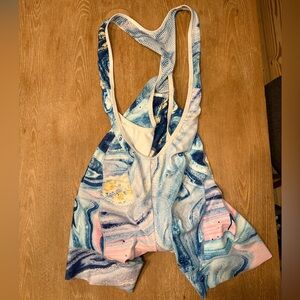 Zoot Marble-Print Cycling Bib Shorts in Blue, Navy & Cream